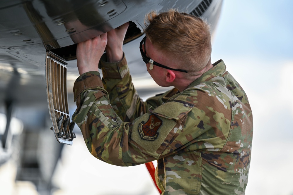 Senior Airman Tylar Barry recognized as a top performer during Bomber Task Force 25-1