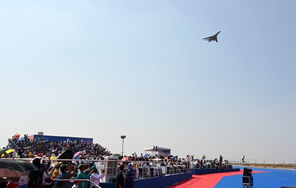 Ellsworth B-1B Lancer conducts two Aero India 2025 flyovers while leading Bomber Task Force 25-1