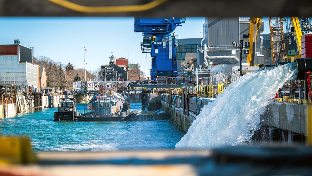 USS Cheyenne Dry Dock Flooding