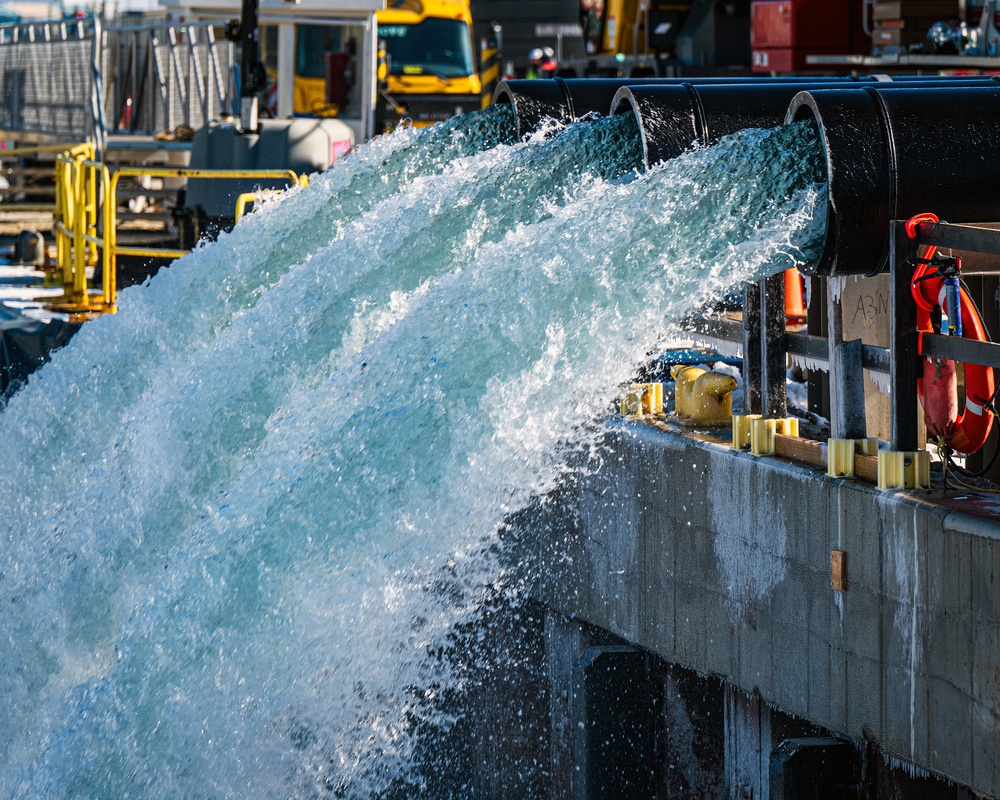 USS Cheyenne Dry Dock Flooding