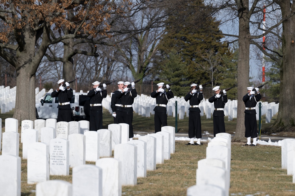 Military Funeral Honors with Funeral Escort are Conducted for U.S. Navy Seaman 1st Class Aaron L. McMurtrey in Section 69