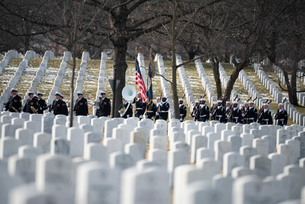 Military Funeral Honors with Funeral Escort are Conducted for U.S. Navy Seaman 1st Class Aaron L. McMurtrey in Section 69