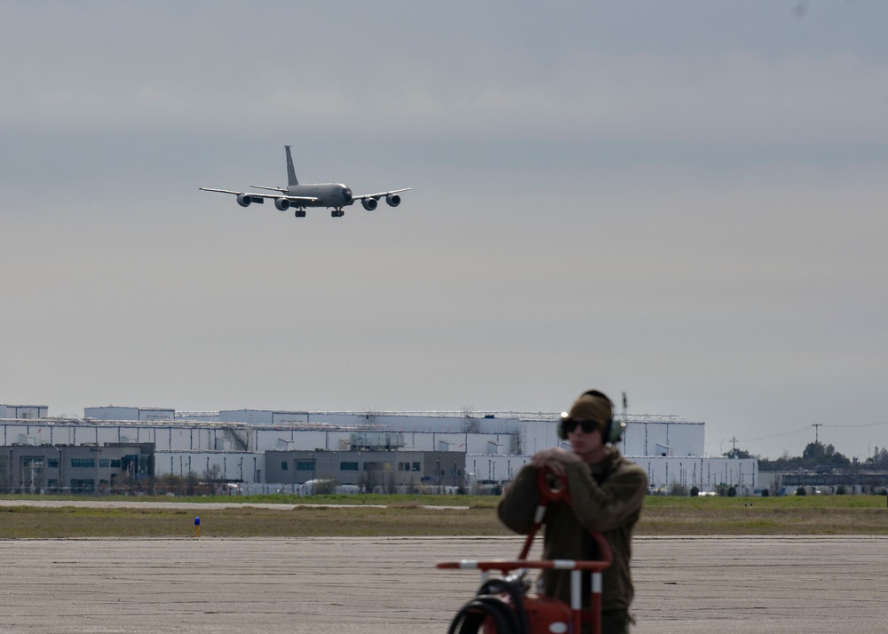 Air Mobility Command’s AMXS and MXS Airmen ensure KC-135 Stratotankers stay mission ready during Bamboo Eagle 25-1