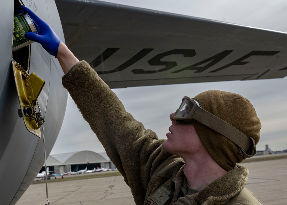 Air Mobility Command’s AMXS and MXS Airmen ensure KC-135 Stratotankers stay mission ready during Bamboo Eagle 25-1