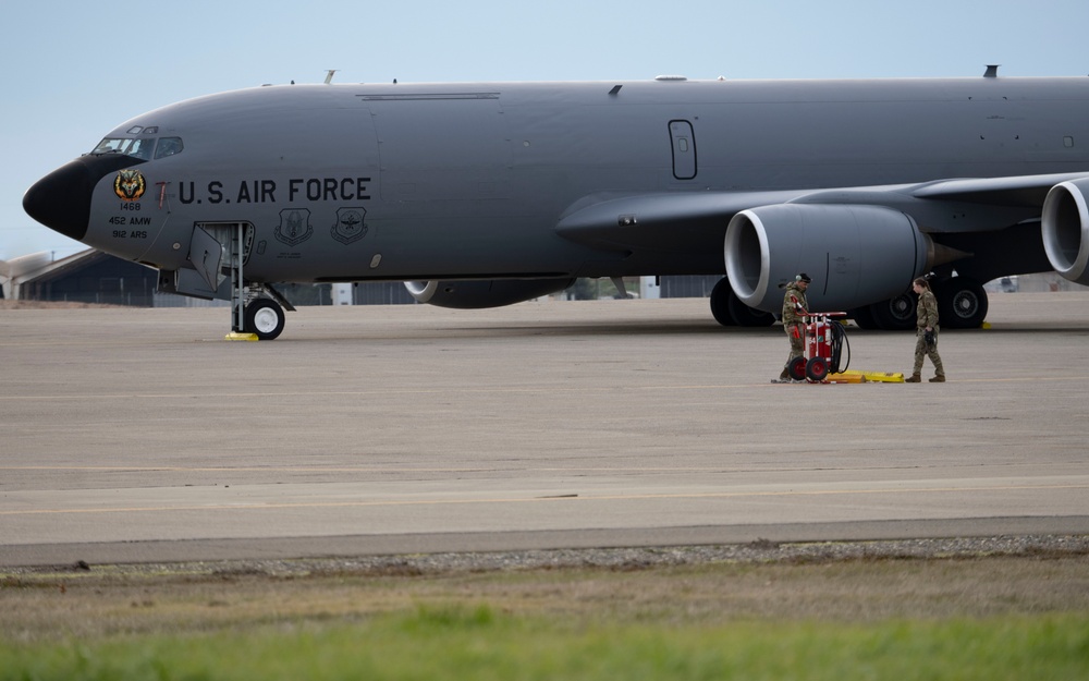 Air Mobility Command’s AMXS and MXS Airmen ensure KC-135 Stratotankers stay mission ready during Bamboo Eagle 25-1