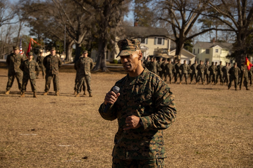 II MSB Marines Conduct Relief and Appointment Ceremony