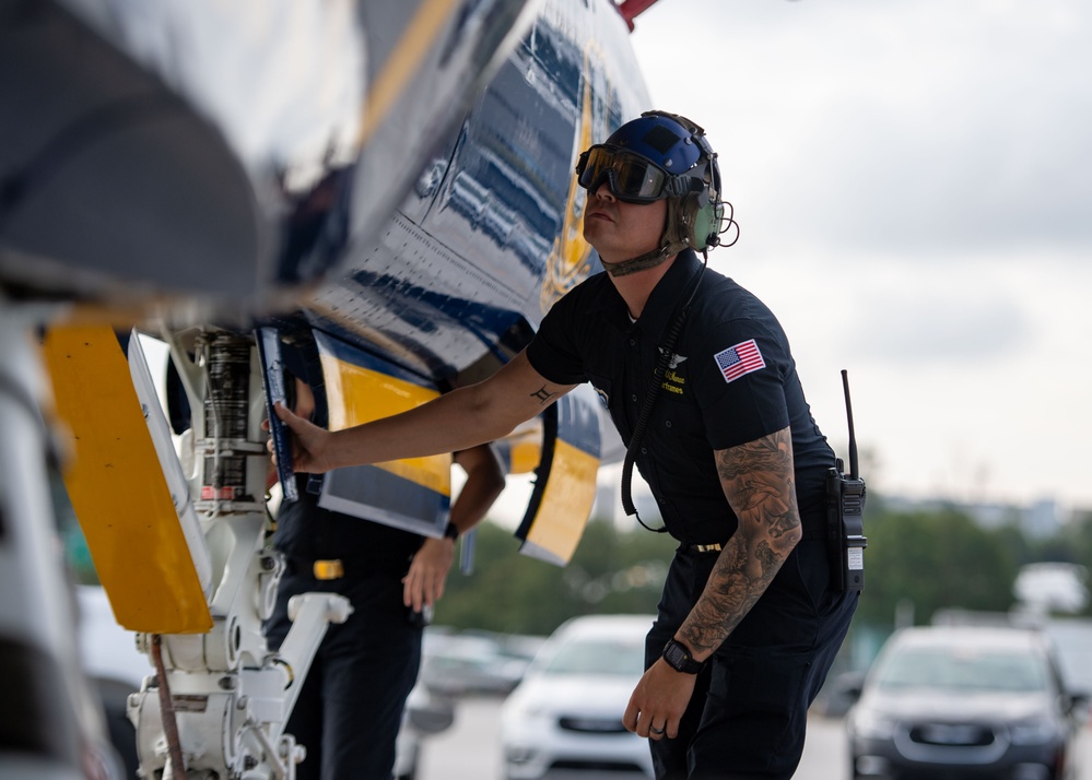 The Naval Flight Demonstration Squadron, the Blue Angels’ perform at the Cleveland National Air Show