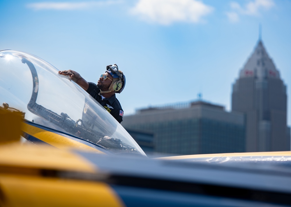 The Naval Flight Demonstration Squadron, the Blue Angels’ perform at the Cleveland National Air Show