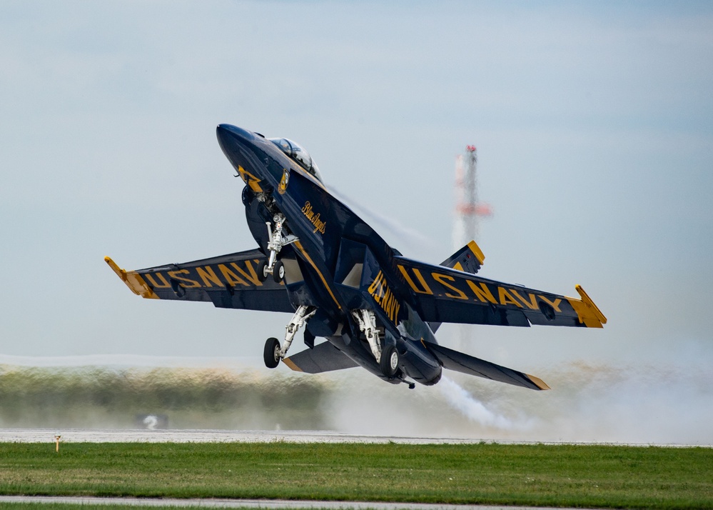 The Naval Flight Demonstration Squadron, the Blue Angels’ perform at the Cleveland National Air Show