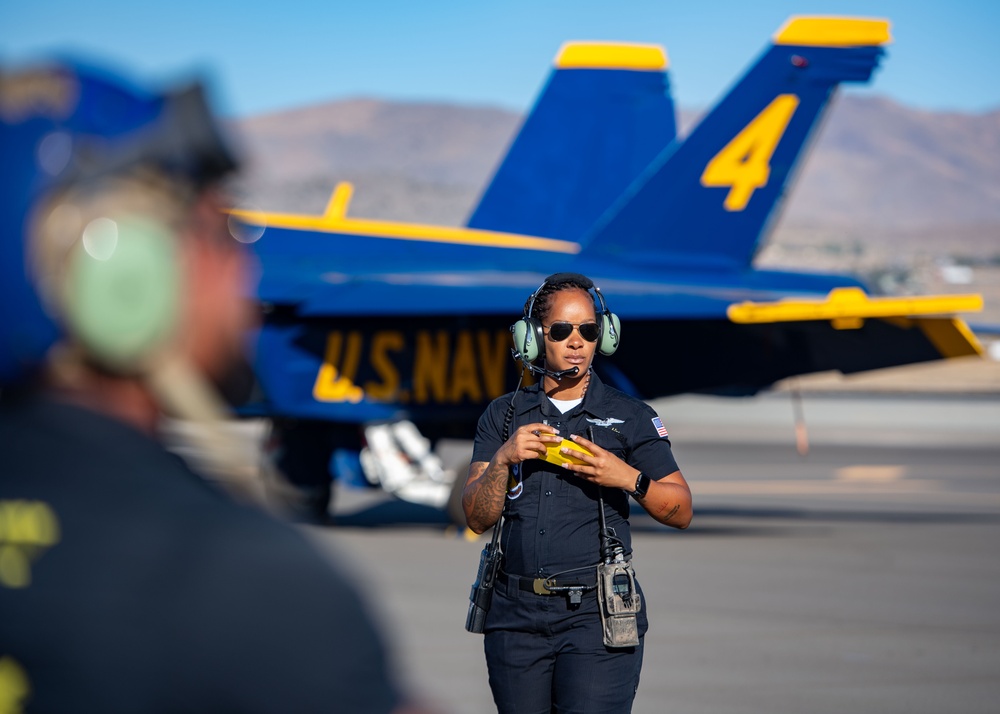 The Naval Flight Demonstration Squadron, the Blue Angels’ perform at the National Championship Air Races &amp; Air Show