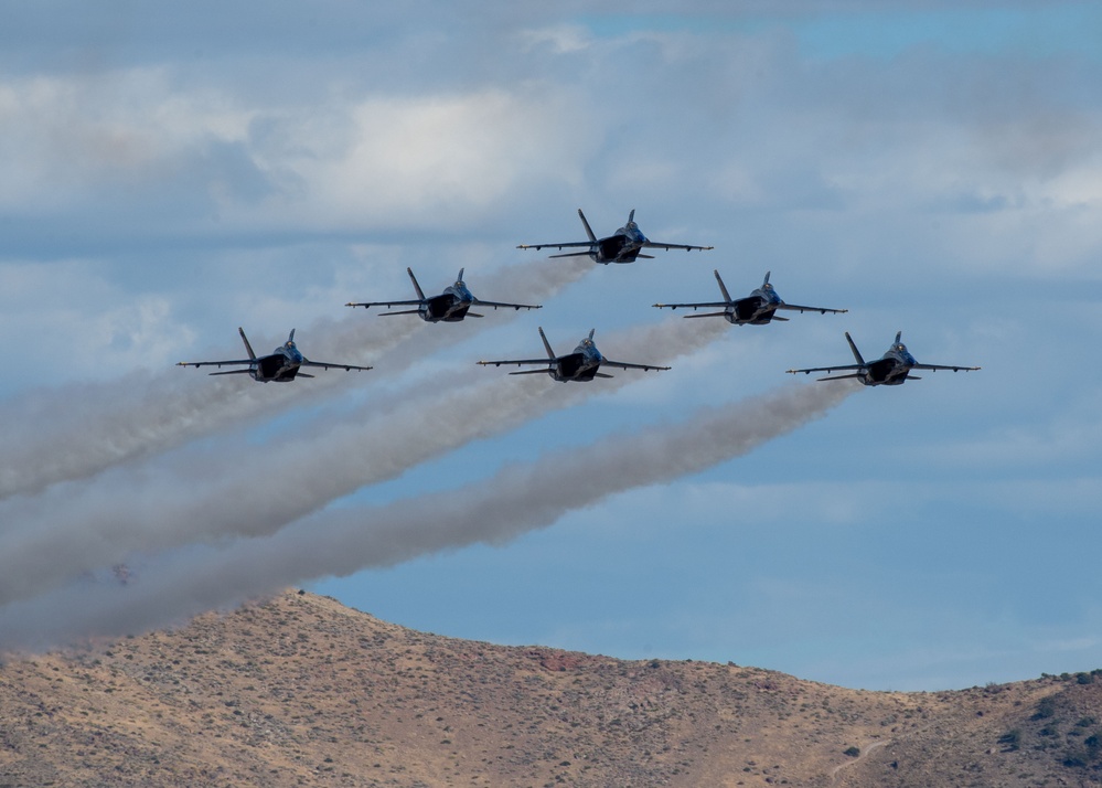 The Naval Flight Demonstration Squadron, the Blue Angels’ perform at the National Championship Air Races &amp; Air Show