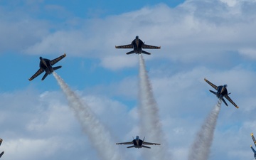 The Naval Flight Demonstration Squadron, the Blue Angels’ perform at the National Championship Air Races &amp; Air Show