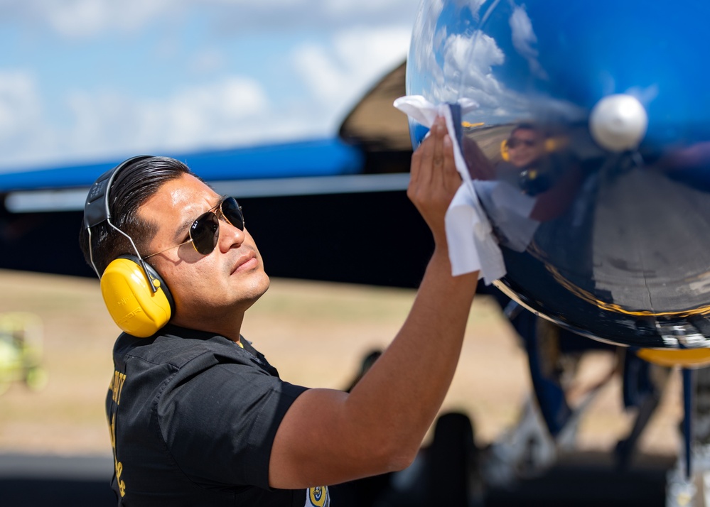 The Naval Flight Demonstration Squadron, the Blue Angels’ perform at the Wings Over Houston Air Show