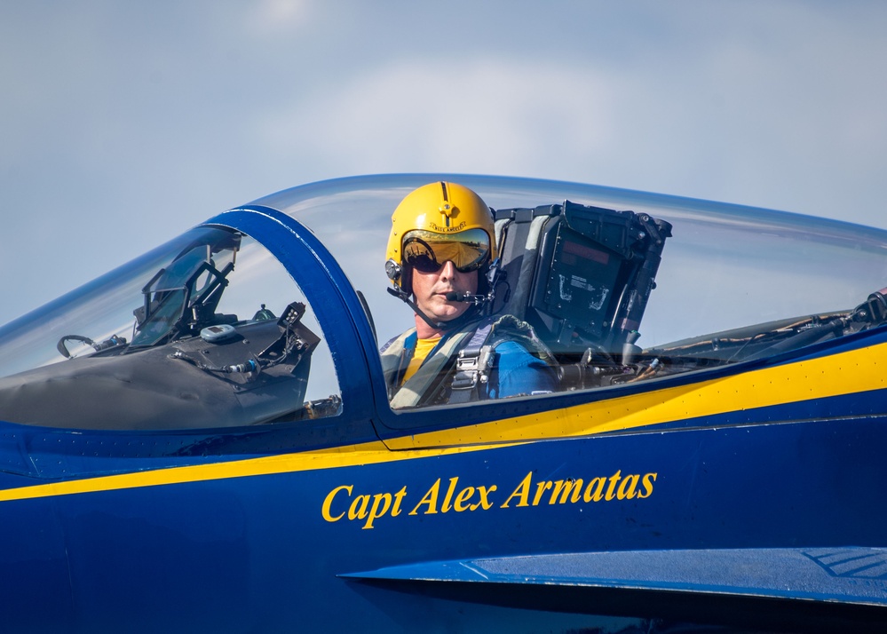 The Naval Flight Demonstration Squadron, the Blue Angels’ perform at the Wings Over Houston Air Show