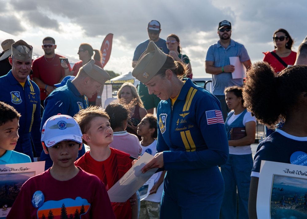 The Naval Flight Demonstration Squadron, the Blue Angels’ perform at the Wings Over Houston Air Show