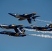 The Naval Flight Demonstration Squadron, the Blue Angels’ perform at the Wings Over Houston Air Show