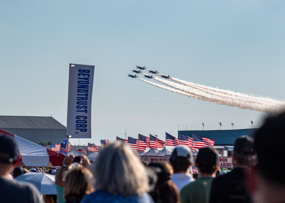 The Naval Flight Demonstration Squadron, the Blue Angels’ perform at the Wings Over Houston Air Show