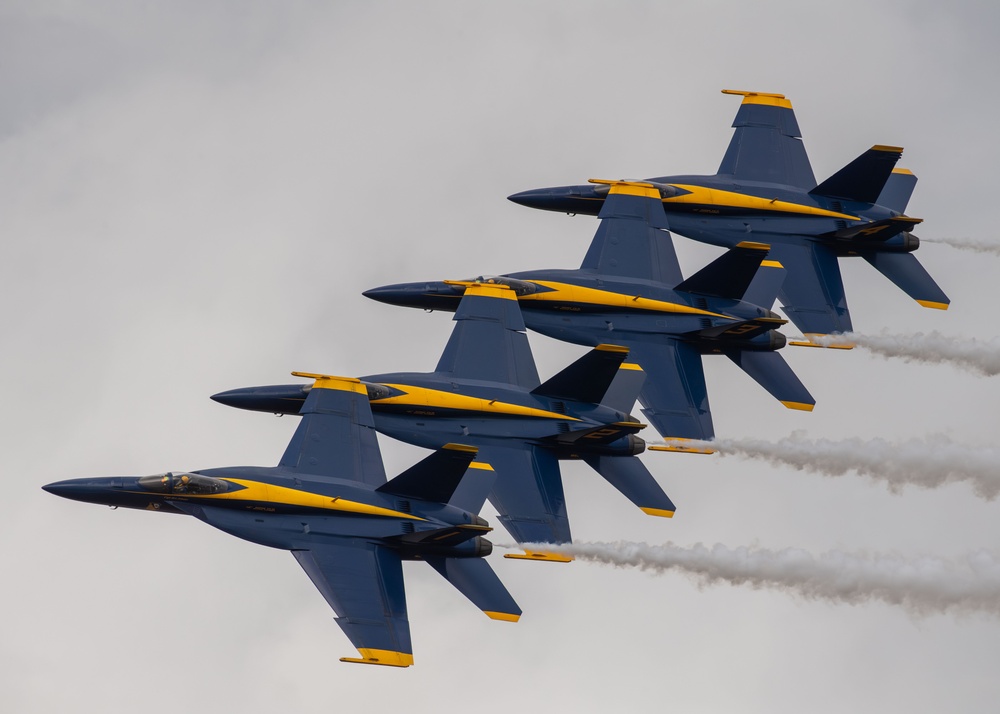 The Naval Flight Demonstration Squadron, the Blue Angels’ perform at the Blue Angels Homecoming Air Show