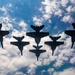 The Navy Flight Demonstration Squadron, the Blue Angels, perform in Pensacola Beach, FL.