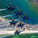 The Navy Flight Demonstration Squadron, the Blue Angels, perform in Pensacola Beach, FL.