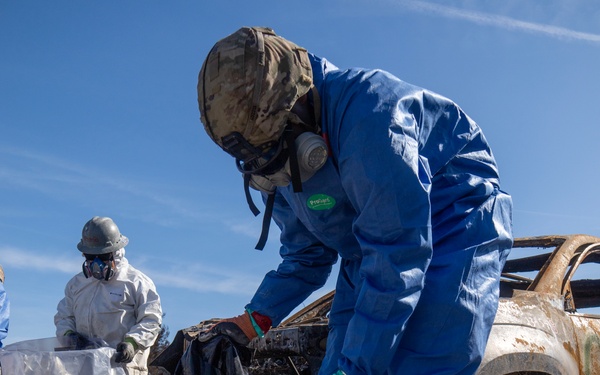 Soldiers clear wildfire hazardous waste from homes in California