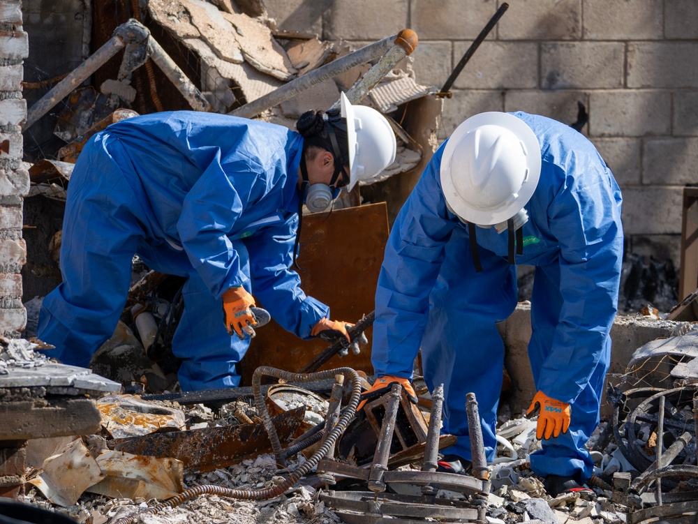 Soldiers clear wildfire hazardous waste from homes in California