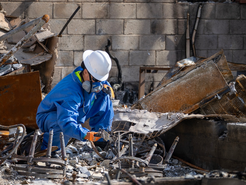 Soldiers clear wildfire hazardous waste from homes in California