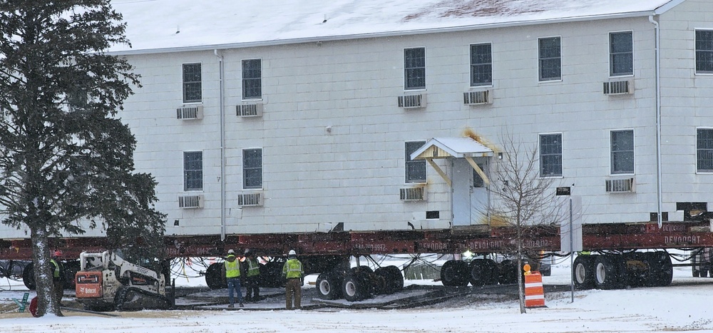 Workers successfully move second World War II barracks at Fort McCoy; preparations under way to move third building