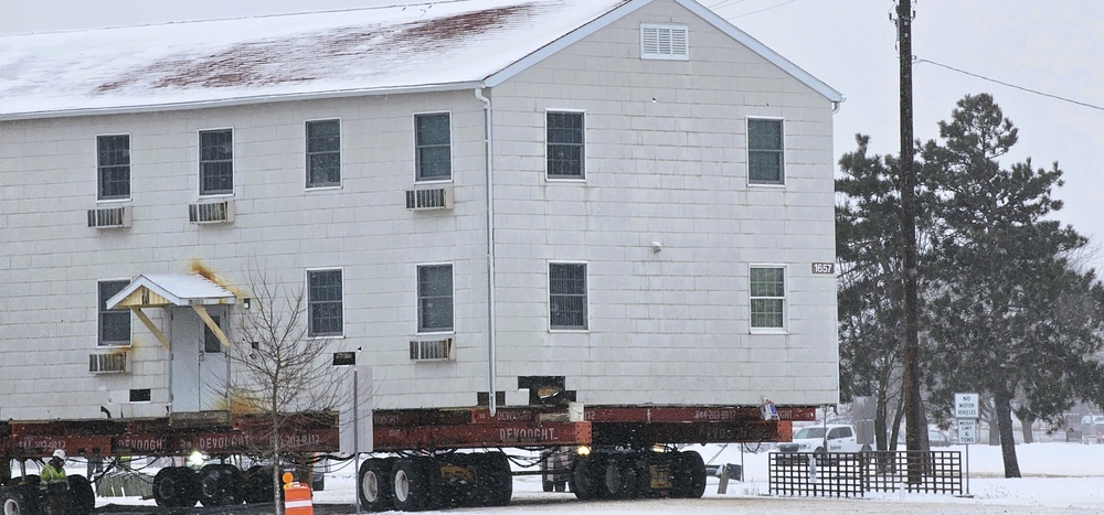 Workers successfully move second World War II barracks at Fort McCoy; preparations under way to move third building