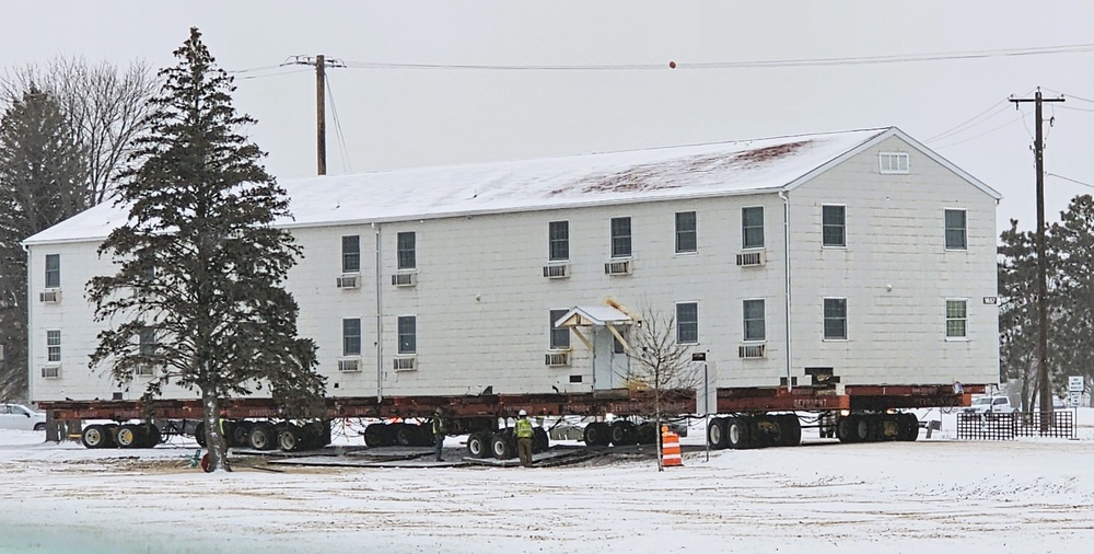 Workers successfully move second World War II barracks at Fort McCoy; preparations under way to move third building