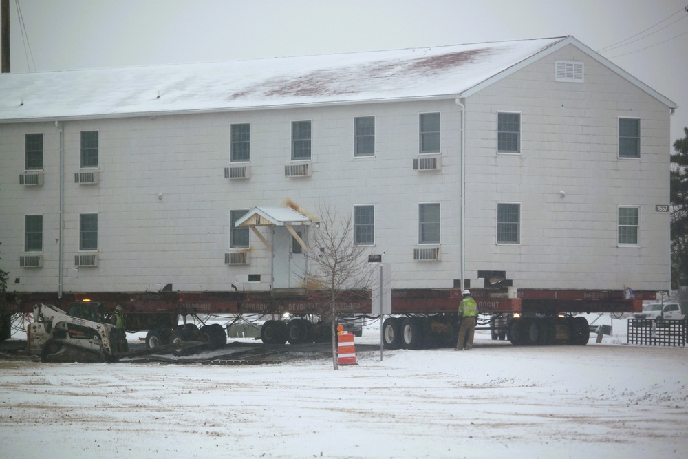 Contractors move second of five World War II-era barracks in 2025 at Fort McCoy