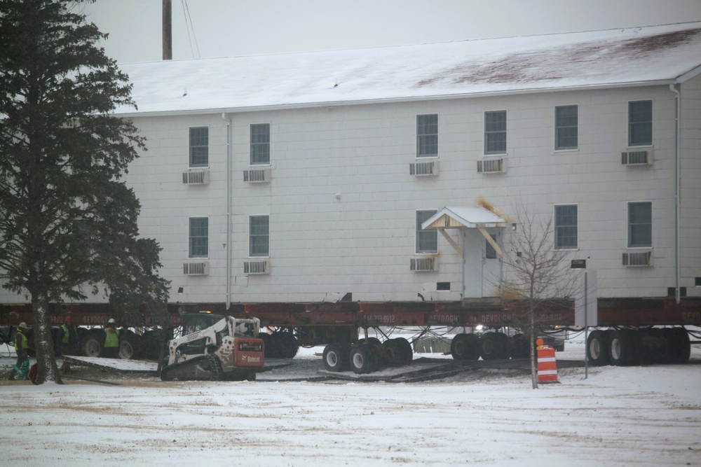 Contractors move second of five World War II-era barracks in 2025 at Fort McCoy