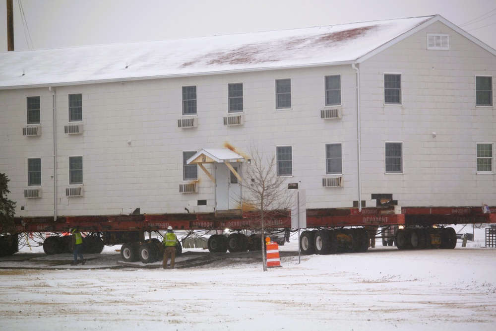 Contractors move second of five World War II-era barracks in 2025 at Fort McCoy