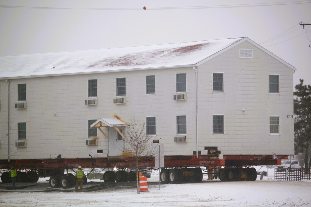 Contractors move second of five World War II-era barracks in 2025 at Fort McCoy