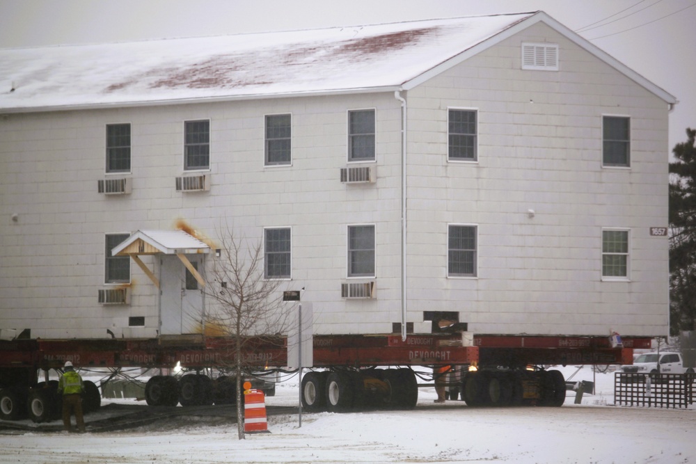 Contractors move second of five World War II-era barracks in 2025 at Fort McCoy