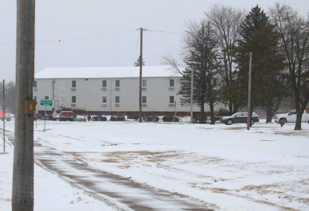 Contractors move second of five World War II-era barracks in 2025 at Fort McCoy