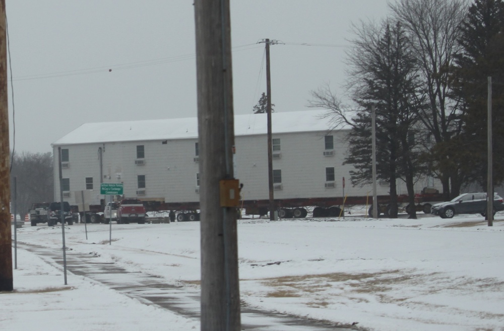 Contractors move second of five World War II-era barracks in 2025 at Fort McCoy