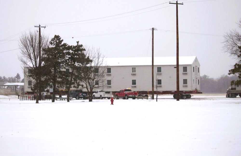 Contractors move second of five World War II-era barracks in 2025 at Fort McCoy