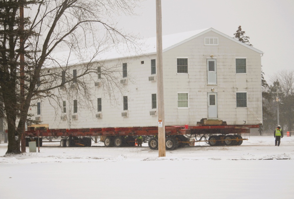 Contractors move second of five World War II-era barracks in 2025 at Fort McCoy