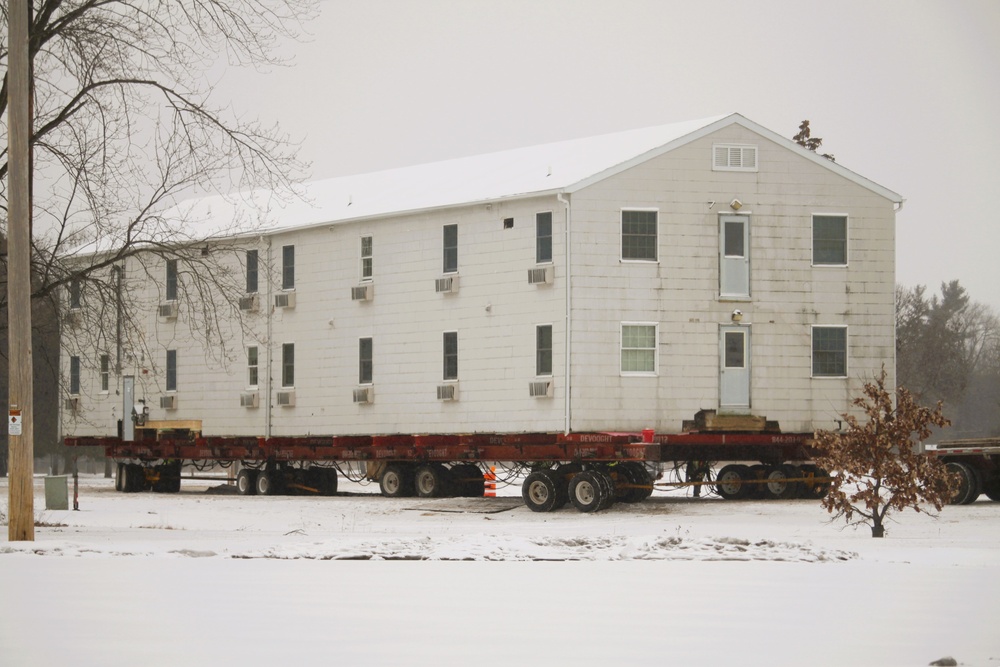 Contractors move second of five World War II-era barracks in 2025 at Fort McCoy