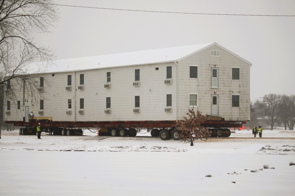 Contractors move second of five World War II-era barracks in 2025 at Fort McCoy