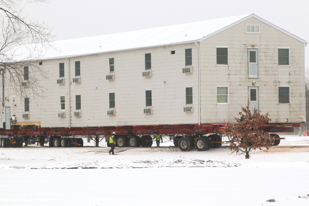 Contractors move second of five World War II-era barracks in 2025 at Fort McCoy