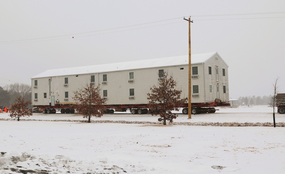 Contractors move second of five World War II-era barracks in 2025 at Fort McCoy