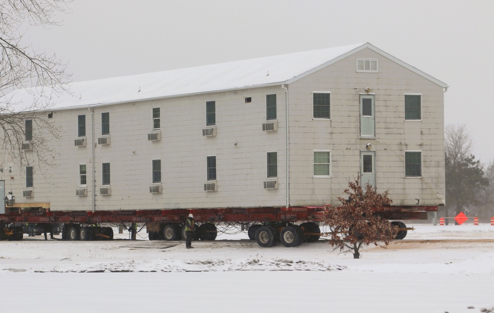 Contractors move second of five World War II-era barracks in 2025 at Fort McCoy