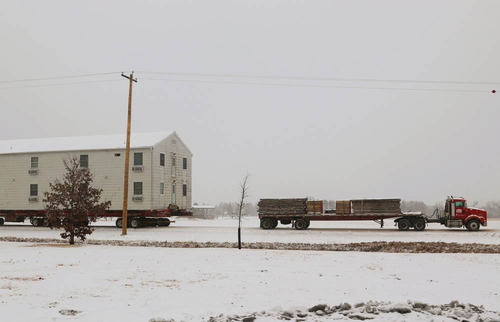 Contractors move second of five World War II-era barracks in 2025 at Fort McCoy