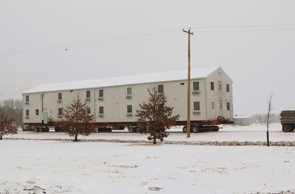 Contractors move second of five World War II-era barracks in 2025 at Fort McCoy