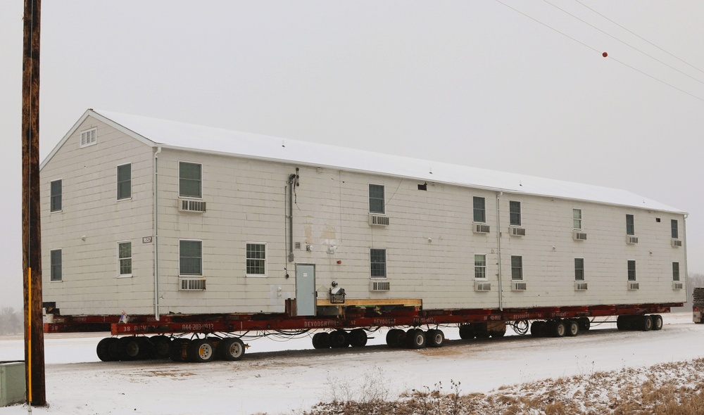 Contractors move second of five World War II-era barracks in 2025 at Fort McCoy