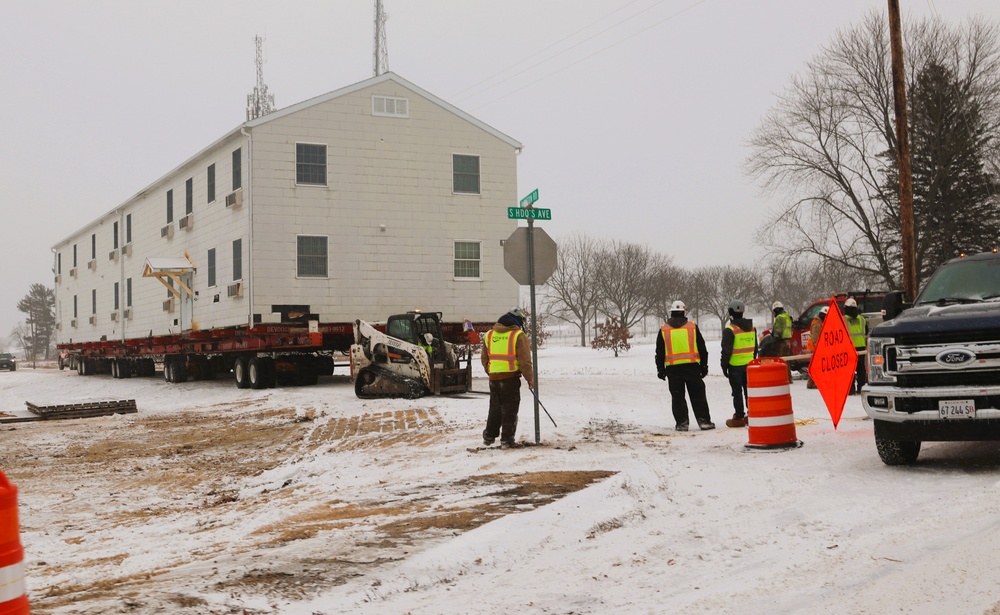 Contractors move second of five World War II-era barracks in 2025 at Fort McCoy