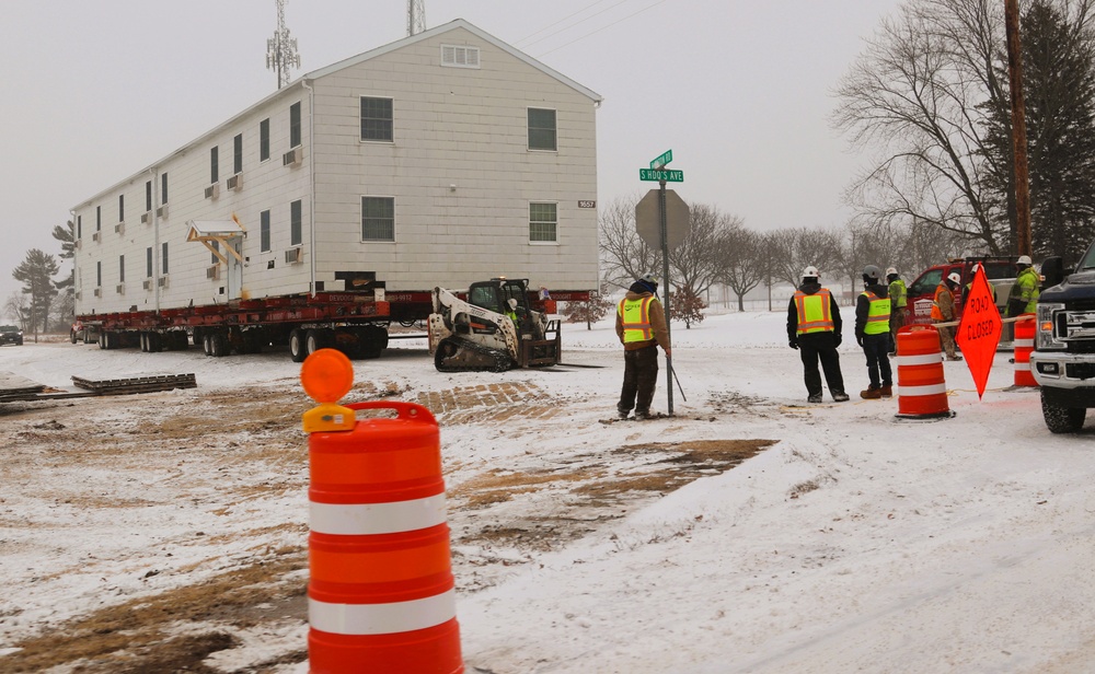 Contractors move second of five World War II-era barracks in 2025 at Fort McCoy