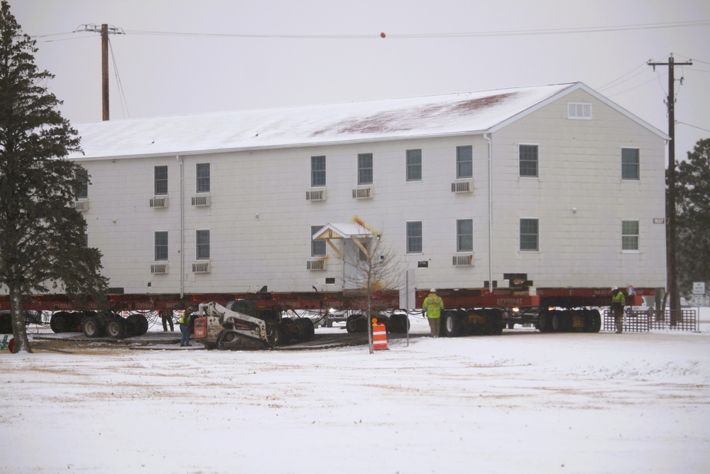 Contractors move second of five World War II-era barracks in 2025 at Fort McCoy